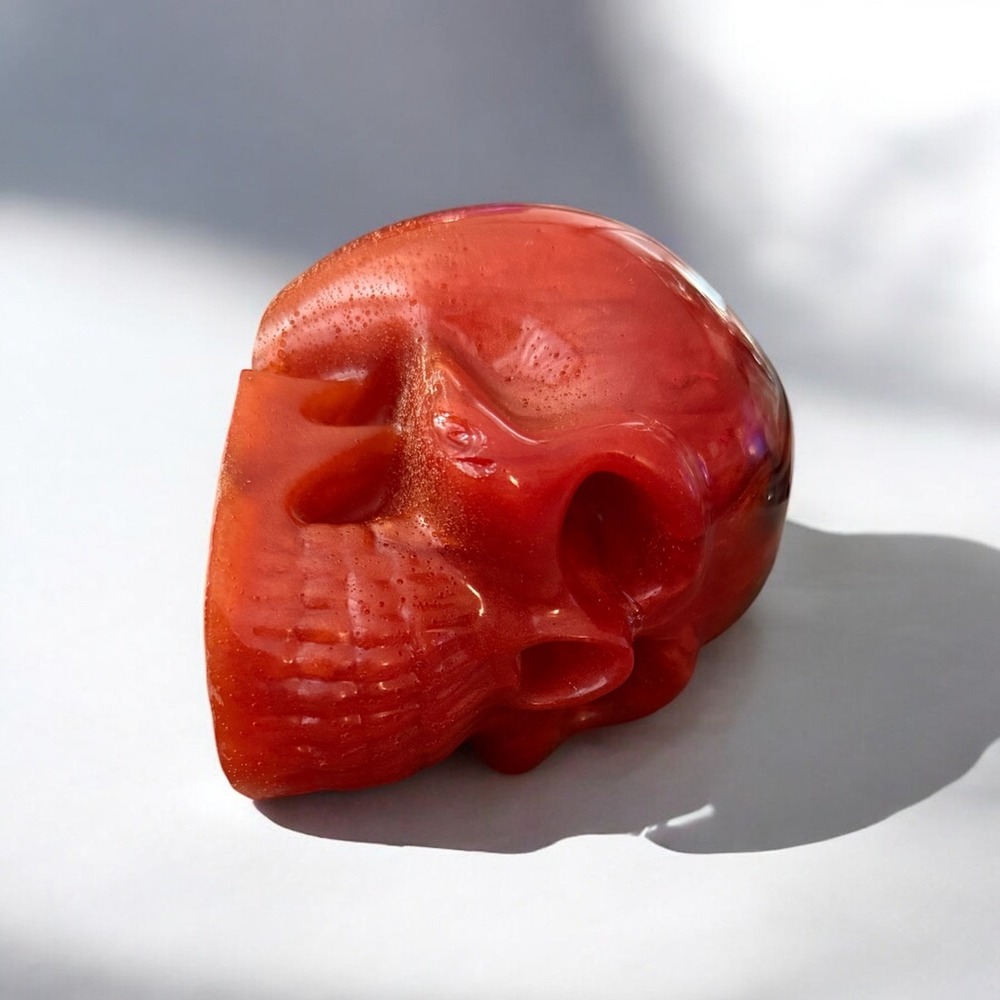Resin Human Skull-Red and Black, Marbles for Brains - Picture 6 of 11